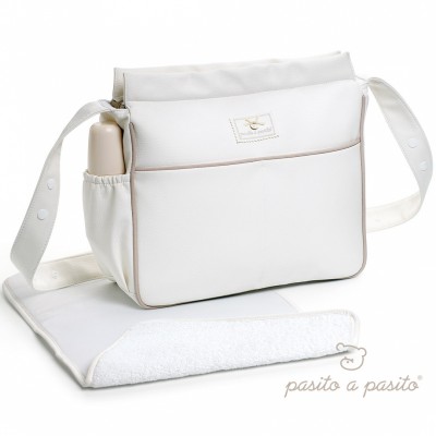 Sac à langer peau éco cuir blanc