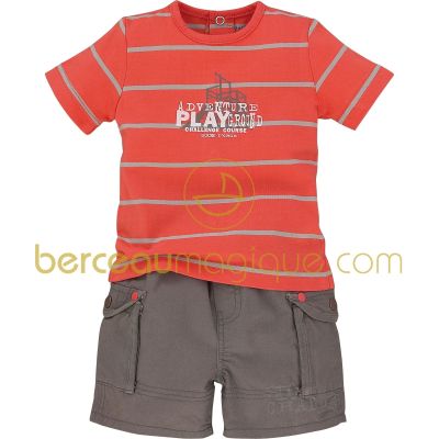 Ensemble T-shirt et short Corail, rouge & co (3 mois au 24 mois) par Sucre d'orge