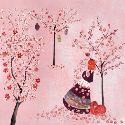 Tableau cerisiers en fleurs by manuela magni (30 x 30 cm)