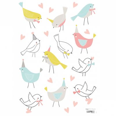 Stickers a3 oiseaux sweet bunnies by flora waycott (29,7 x 42 cm)