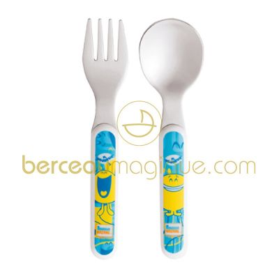 Lot de 2 couverts M. Heureux par Babycalin