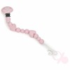 Attache sucette bois coeurs roses