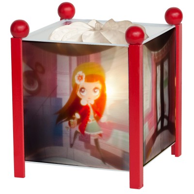 Lanterne magique animaux et petite fille littlest pet shop rouge