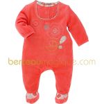 Pyjama velours fleuri Corail, rouge & co (1 mois au 24 mois) - Sucre d'orge