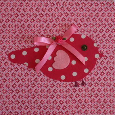 Tableau candy colours bye bye birdie rouge et rose (20 x 20 cm)