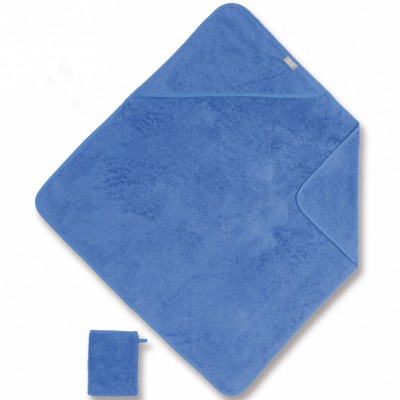 Cape de bain avec gant bleu (75 x 75 cm)