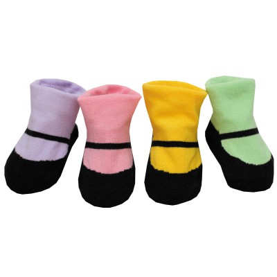 Bo�te 4 paires de chaussettes Babies noir fond couleur (0-12 mois) par BB & Co