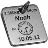 M�daille de naissance carr�e (plaqu� argent rhodi�)