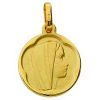 M�daille Vierge entour�e vague (or jaune 375�)