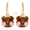 Boucles d'oreilles Ours laqu� (or jaune 750�)