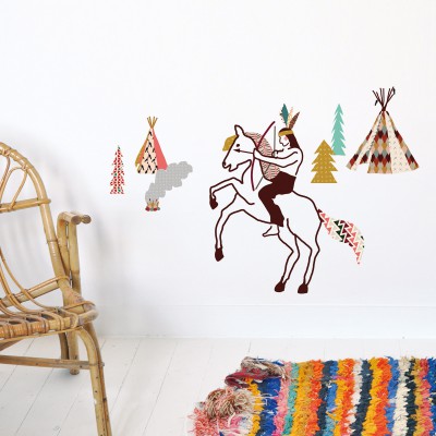 Sticker mural indien (26 x 35 cm)