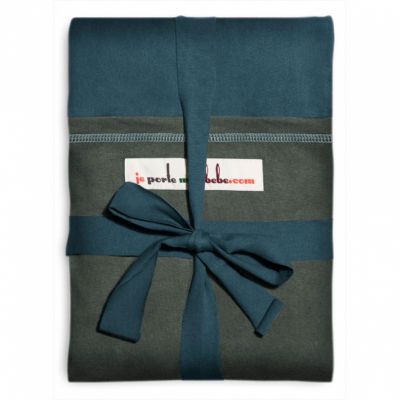 Echarpe de portage Bleu Paon poche Gris-Vert (LONGUE) par Je Porte Mon B�b�
