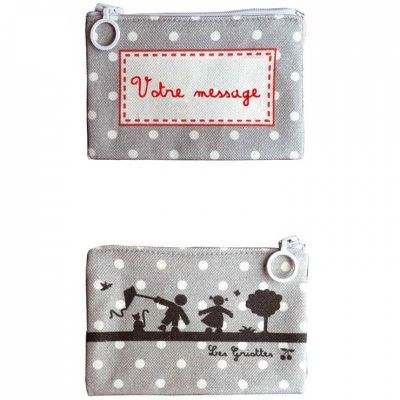 Mini pochette � maquillage grise personnalisable par Les Griottes