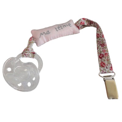 Attache-sucette Elo�se Liberty rose par Le petit rien