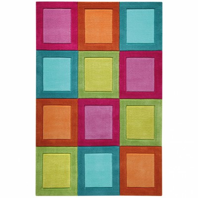 Tapis smart square grands carreaux multicolores (110 x 170 cm)