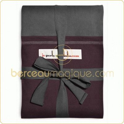 Echarpe de portage anthracite poche prune (COURTE)  par Je Porte Mon B�b�