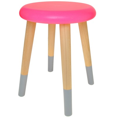 Tabouret 3 pieds alice rose fluo et gris ciment