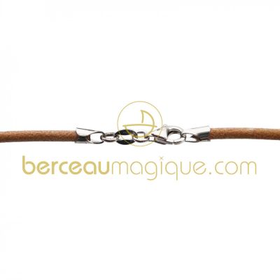 Collier cordon en cuir naturel (fermoir argent) par Berceau magique bijoux