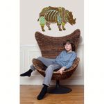 Sticker rhinoc�ros brun (2 tailles) - Art for Kids