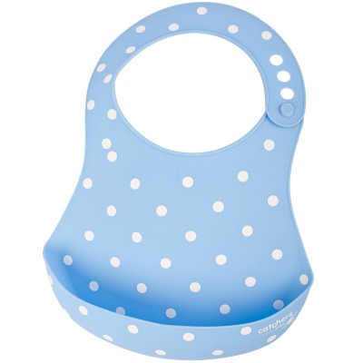 Bavoir plastique à poche catcherz bleu à pois