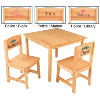 Ensemble table et 2 chaises enfant aspen en bois naturel personnalisable