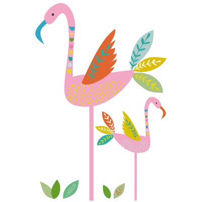Sticker spécifique flamants roses go wild go wild by lizzie mackay