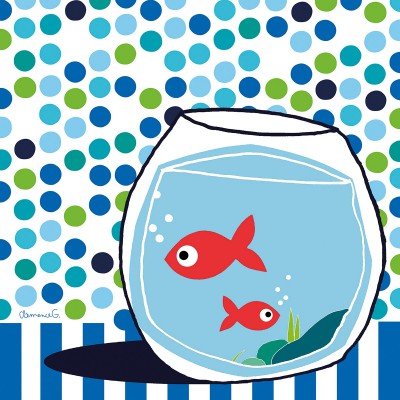 Tableau poissons confettis bleu by clémence g. (30 x 30 cm)