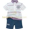 Ensemble polo et bermuda Aquarelle bleue (3 mois au 24 mois)