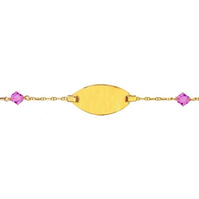 Gourmette cristaux roses (or jaune)    par  Berceau magique bijoux
