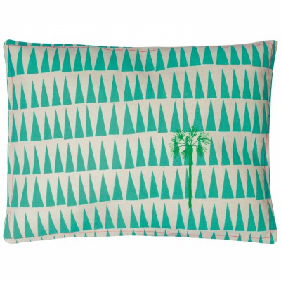 Coussin brodé palmier turquoise (30 x 40 cm)