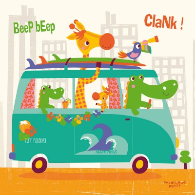 Tableau don't stop by véronique petit giraffe & crocodile family (40 x 40 cm)