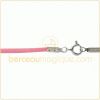 Collier cordon en coton rose (fermoir argent)