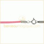 Collier cordon en coton rose (fermoir argent) - Berceau magique bijoux