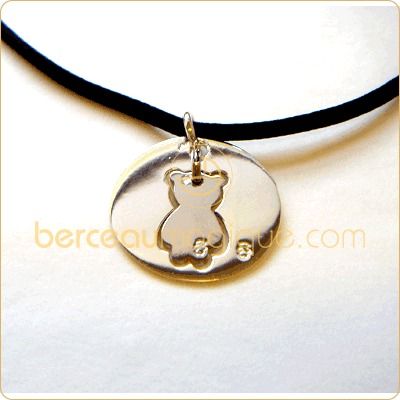 Pendentif ''Future Maman'' nounours (argent massif)   par  Loupidou