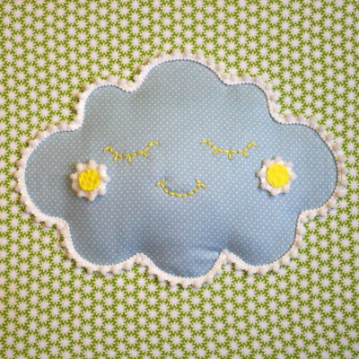 Tableau clouds vert pois et fleurs (30 x 30 cm)