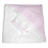 Sortie de bain avec gant blanc et rose (100 x 100 cm)