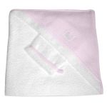 Sortie de bain avec gant blanc et rose (100 x 100 cm) - Red Castle