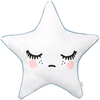 Coussin sleepy dolly star étoiles joues rose clair et passepoil bleu