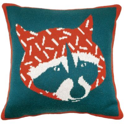 Coussin tricoté hector le raton laveur (25 x 25 cm)