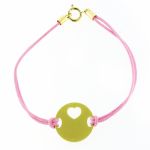 Bracelet cordon Plaque petit coeur ajour� (or jaune) - Berceau magique bijoux