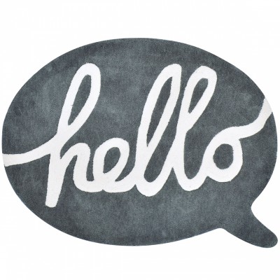 Tapis coton bulle anthracite hello inspiring words by sophie cordier (90 x 65 cm)