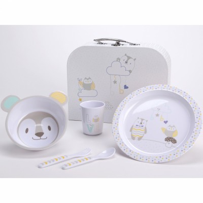 Coffret repas hiboux et compagnie en melamine (5 pièces)