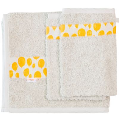 Set 1 serviette et 2 gants de toilette balloon yellow