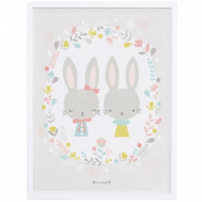 Poster encadré enfant lapins sweet bunnies by flora waycott (30 x 40 cm)