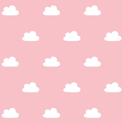 Papier peint rose nuages blancs by aless baylis (2,5 m)