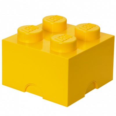 Boîte de rangement empilable lego jaune 4 plots