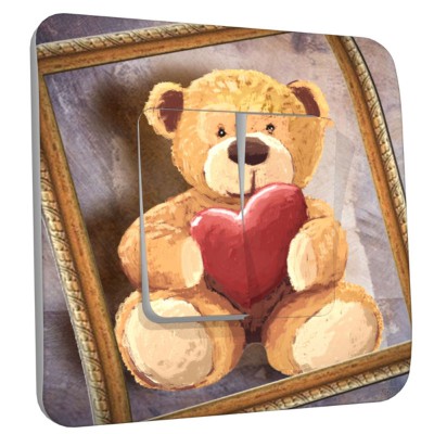 Interrupteur décoré double ourson coeur