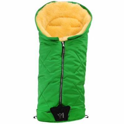 Chancelière iglu vert - peau d'agneau naturelle (98 cm)