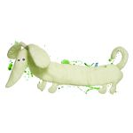 Doudou chien mousseline de coton vert Filou - WALLABOO