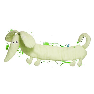 Doudou chien mousseline de coton vert Filou par WALLABOO